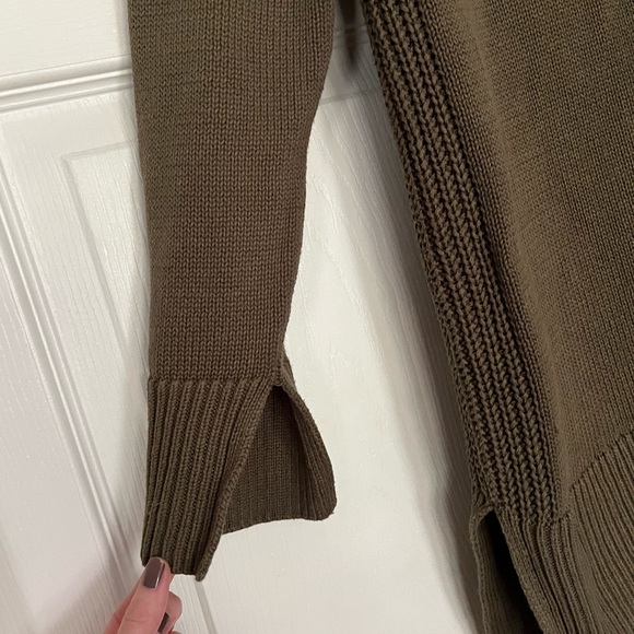 {Chico's} Lace Up V-Neck Knit Sweater in Olive Green - Women's 0 (Small) - Picture 9 of 11